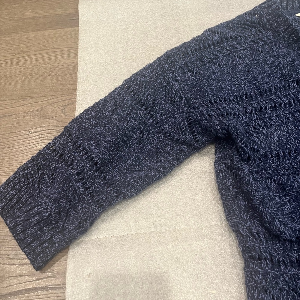 [10]Fatface Women's Navy Blue Open Knit Chrochet Cotton Sweater Mid Sleeve - Picture 3 of 9